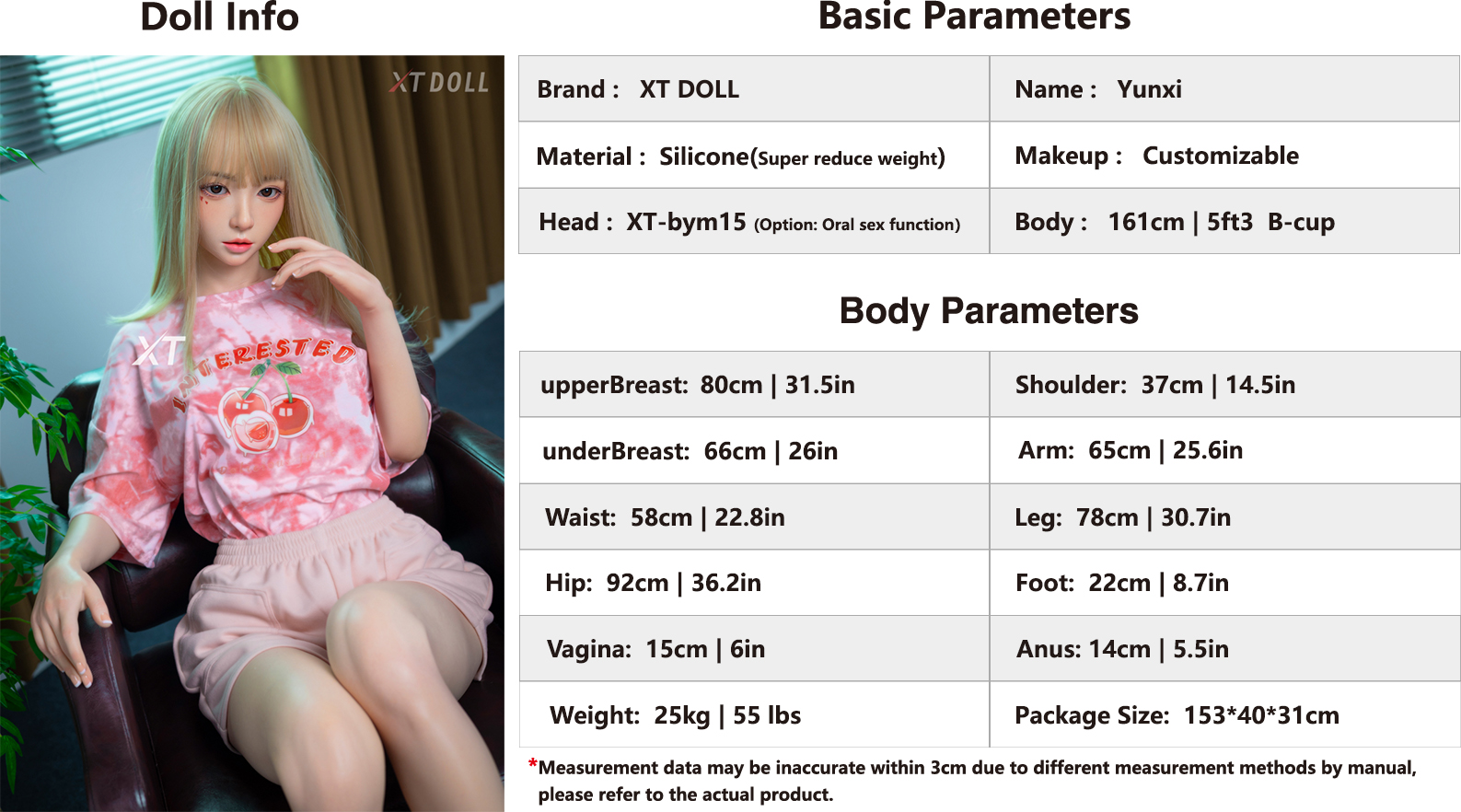 XT-bym15 Body parameters